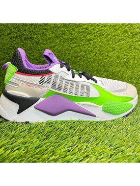 Puma RS-X Girls Size 7C White Green Purple Running Athletic Shoes Sneakers